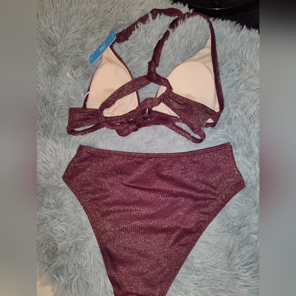 CUPSHE Women's Triangle Tops Cutouts Square Ring Deep V Neck Bikini Sets - Picture 4 of 6